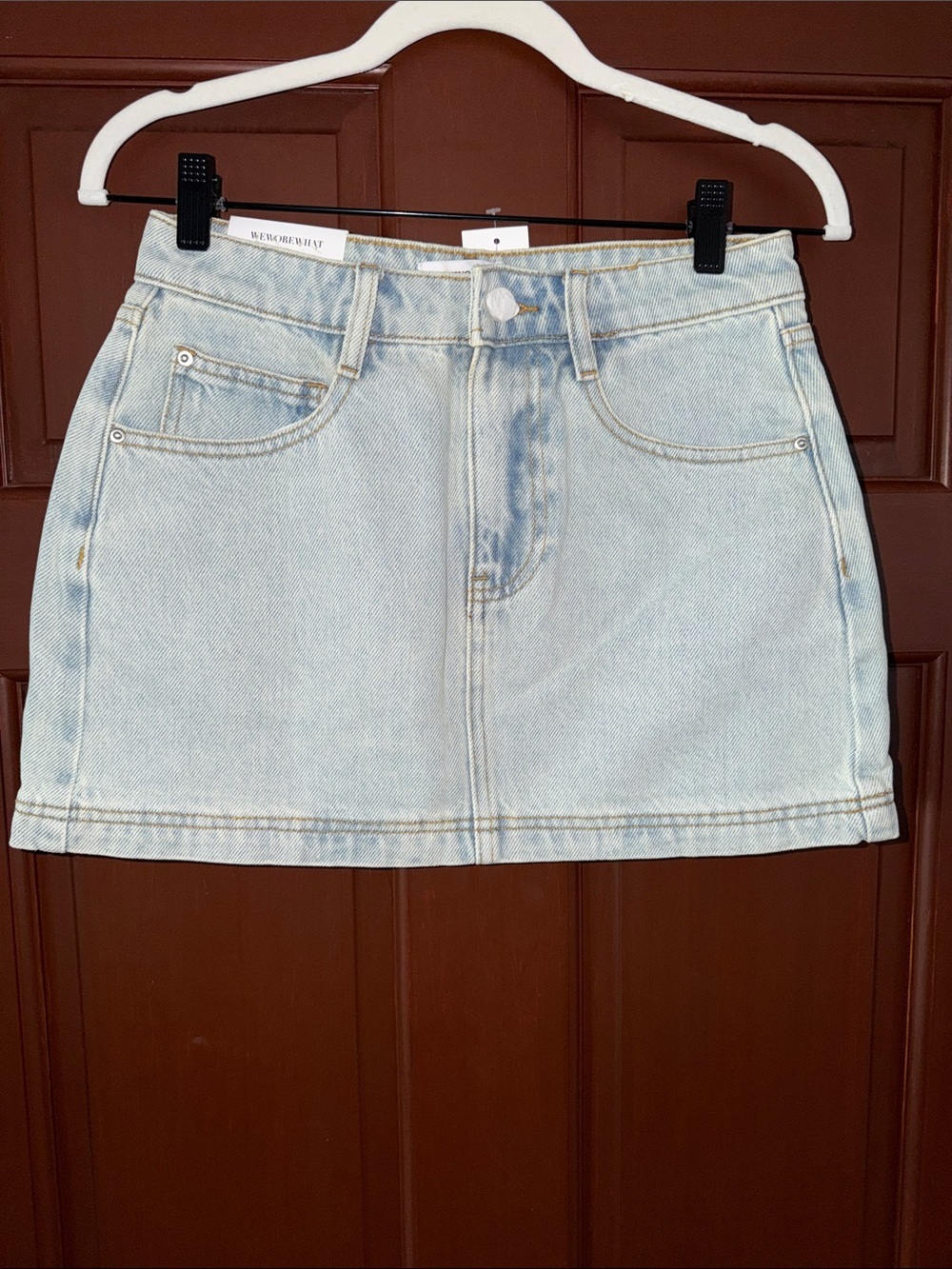 WeWoreWhat Light Wash Denim Mini Skirt